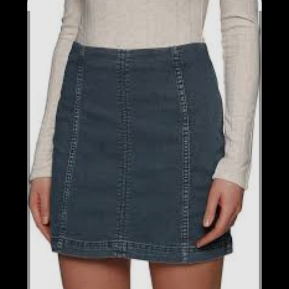 Free People Classic Blue Mini Skirt - Picture 3 of 12